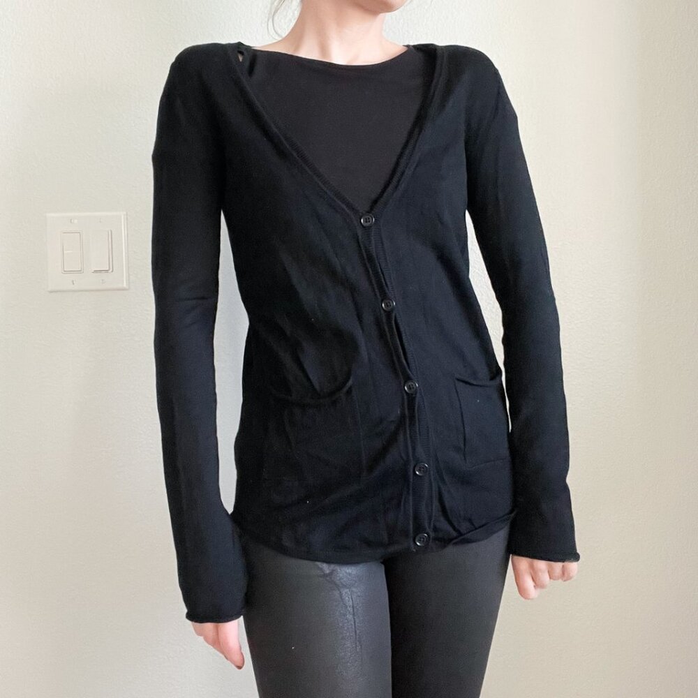 AX Armani Exchange Minimalist 90s V-Neck Cardigan | Merino Wool | Closet Staple